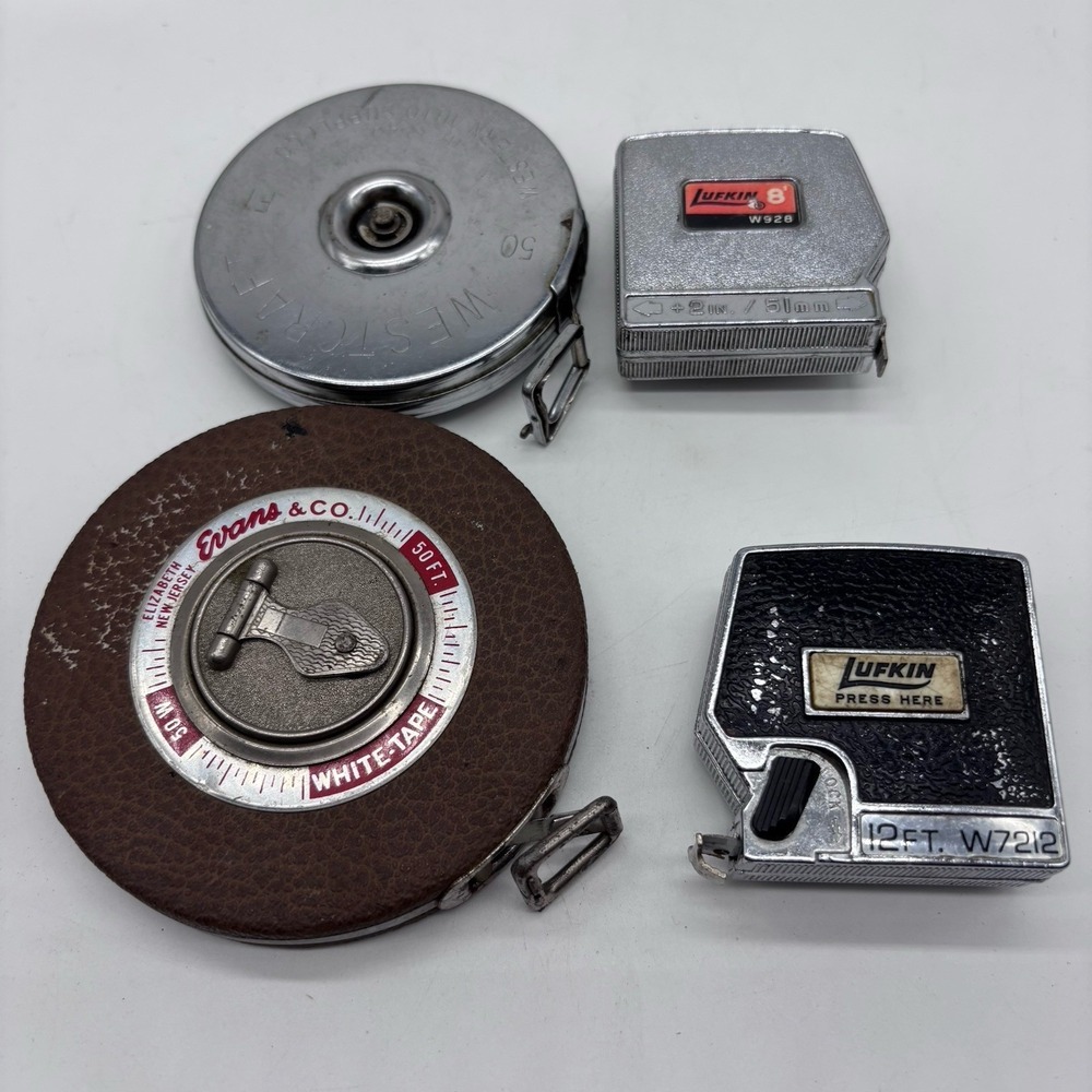 Vtg Lufkin‎ Westcraft Evans & Co Metal Tape Measures Collectible Tool 4 In Lot